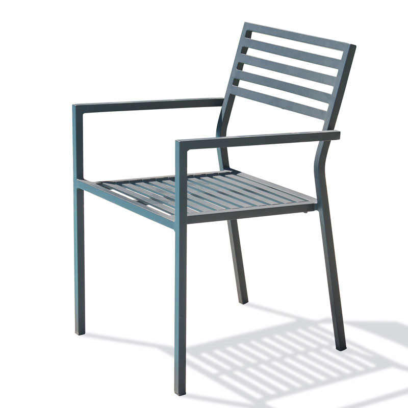DCB - Fauteuil de jardin empilable Gaston - Aluminium - Gris anthracite