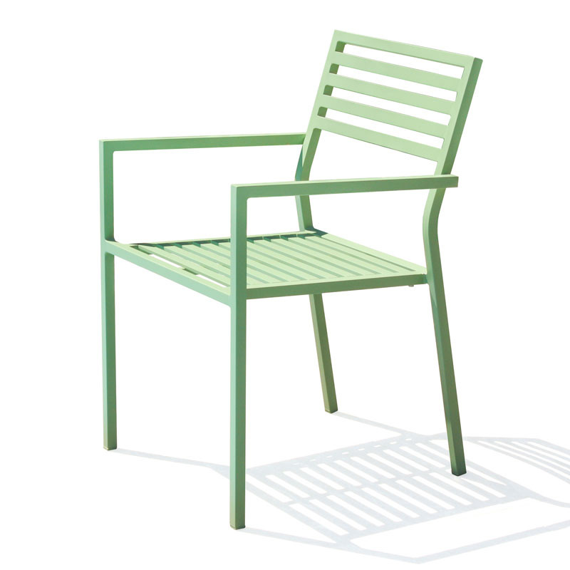 DCB - Fauteuil de jardin empilable Gaston - Aluminium - Lagune