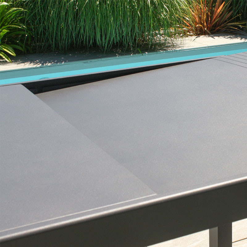 DCB - Table de jardin Gaston - 135/270x90 cm - Rallonge en aluminium - Gris anthracite