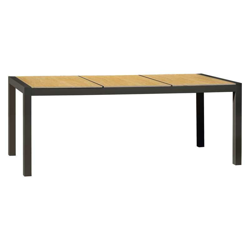 DCB - Table de jardin Helsinki - 195x90cm - Alu + plateau céramique - Gris anthracite