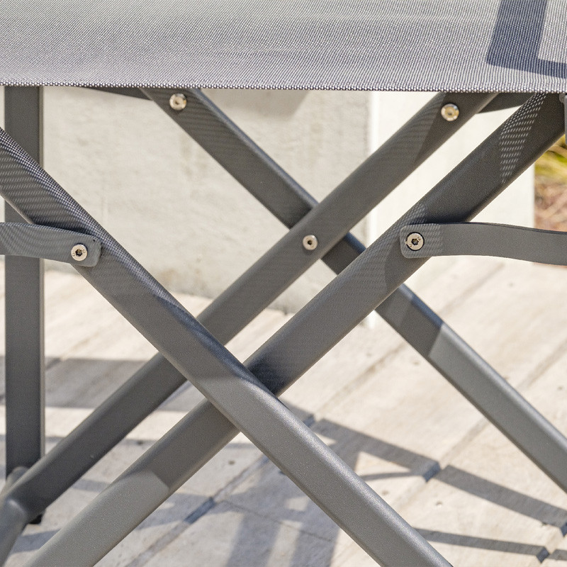 Fauteuil de jardin pliant Honfleur - Alu et Textilène - Gris Anthracite