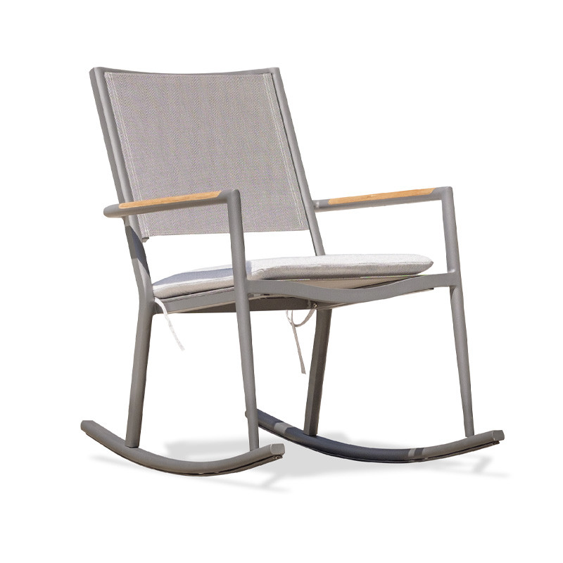 Rocking chair de jardin pliant Honfleur - Alu et Textilène - Gris Anthracite