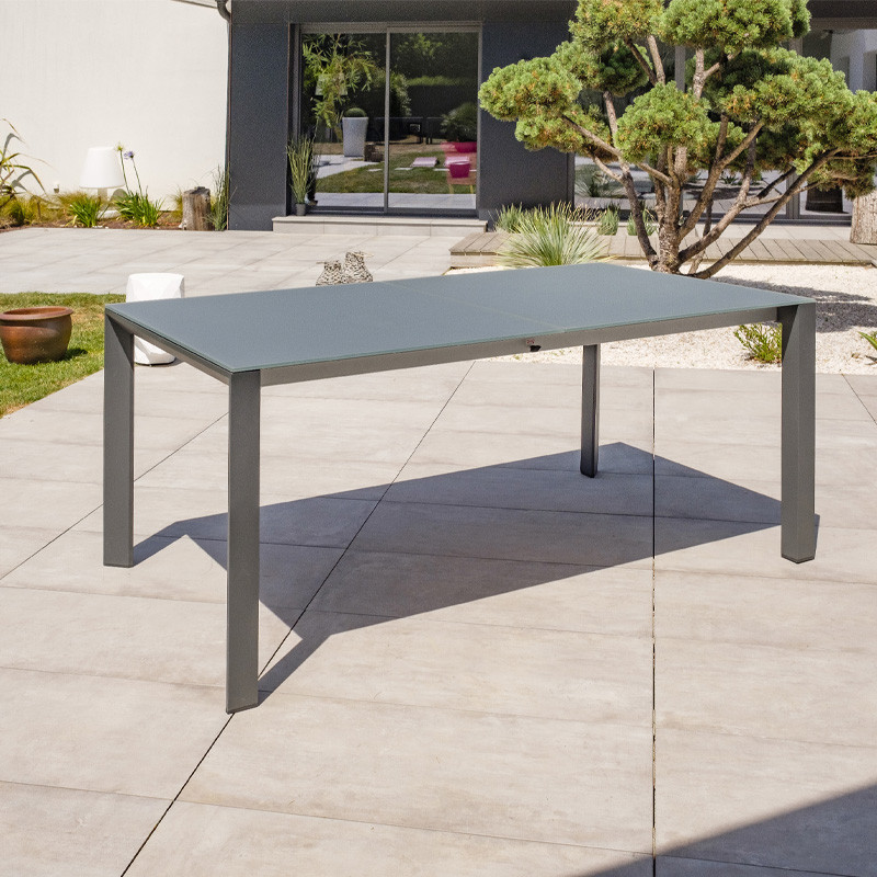 HONFLEUR GARDEN TABLE (180/250X100CM) ALU+GLASS TOP+RALL G.ANTH