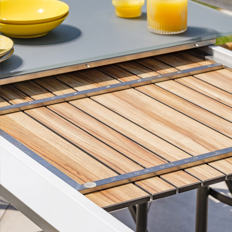 HONFLEUR GARDEN TABLE (180/250X100CM) ALU+GLASS TOP+RALL G.ANTH