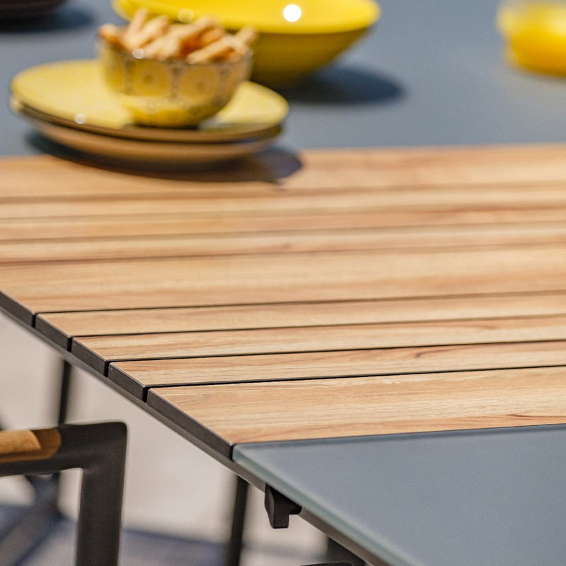 HONFLEUR GARDEN TABLE (180/250X100CM) ALU+GLASS TOP+RALL G.ANTH