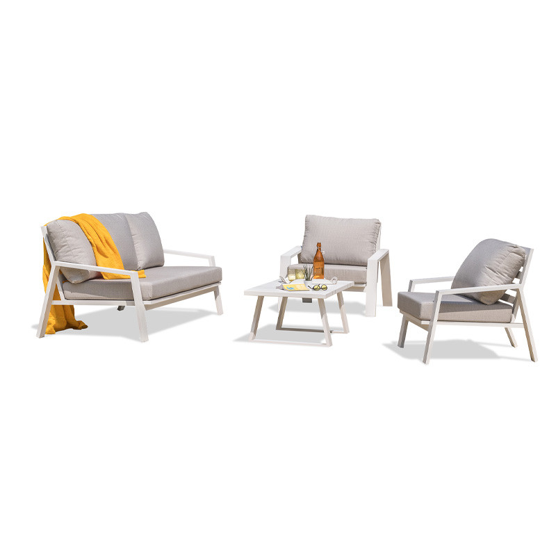 DCB - 5 places - Salon bas de jardin Ibiza - Aluminium - Blanc