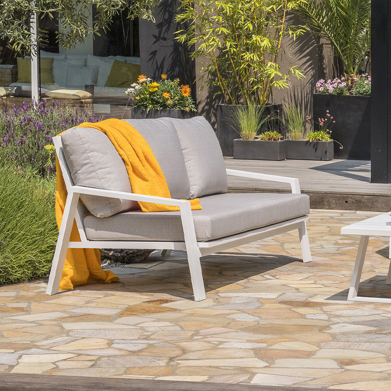 DCB - 5 places - Salon bas de jardin Ibiza - Aluminium - Blanc