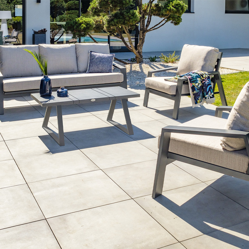 DCB - 5 places - Salon bas de jardin Ibiza - Aluminium - Gris anthracite