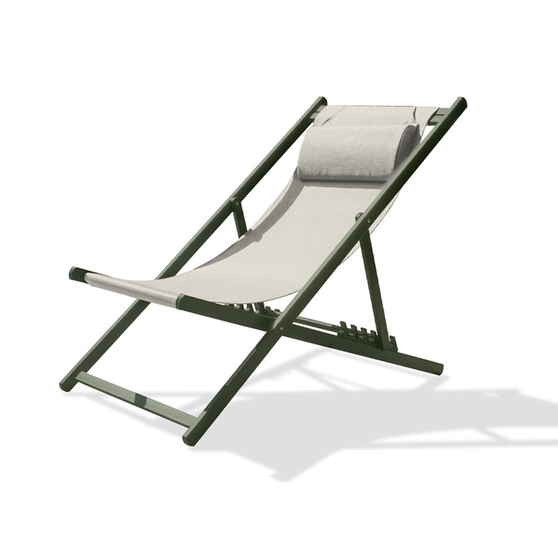 FOLDING GARDEN CHAIR JULIA IN GREY TEXTILENE AND ALUMINUM - KHAKI