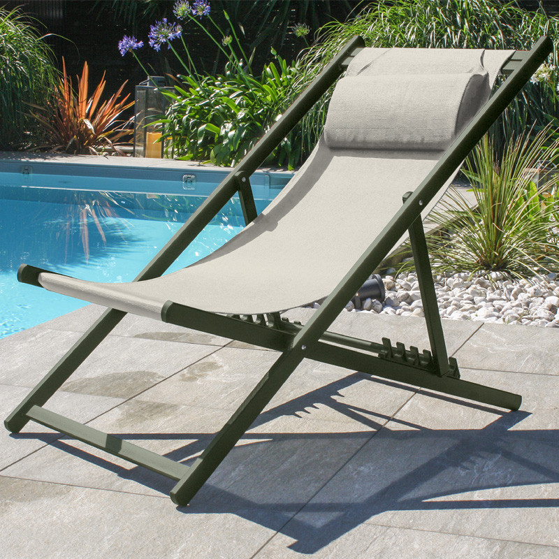 DCB - Chilienne de jardin pliante Julia - Textilène et Alu - Kaki