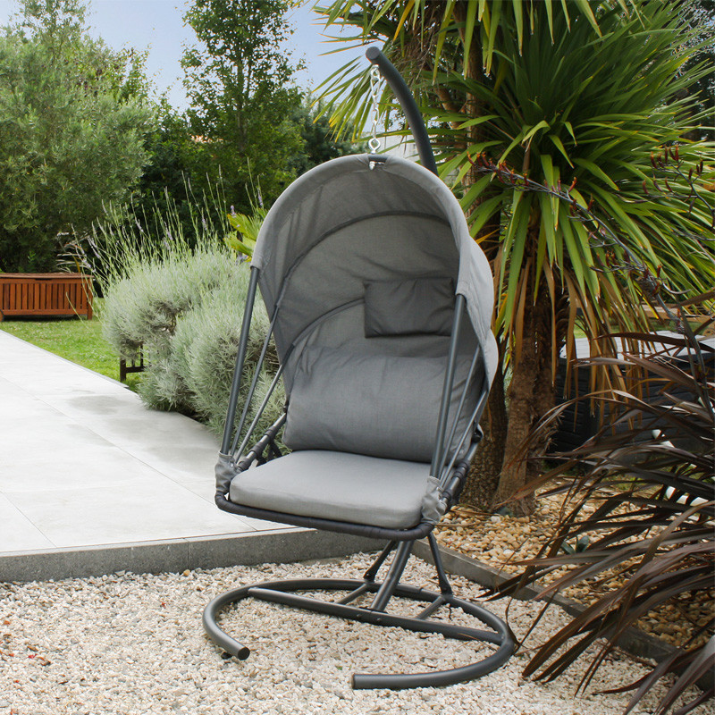 DCB - Balancelle de jardin Lacanau - Avec Coussins - Gris Anthracite