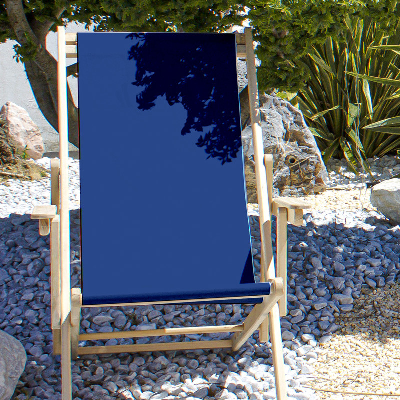 LONA FOLDING CHILIENNE IN EUCALYPTUS WOOD/BLUE COTTON CANVAS