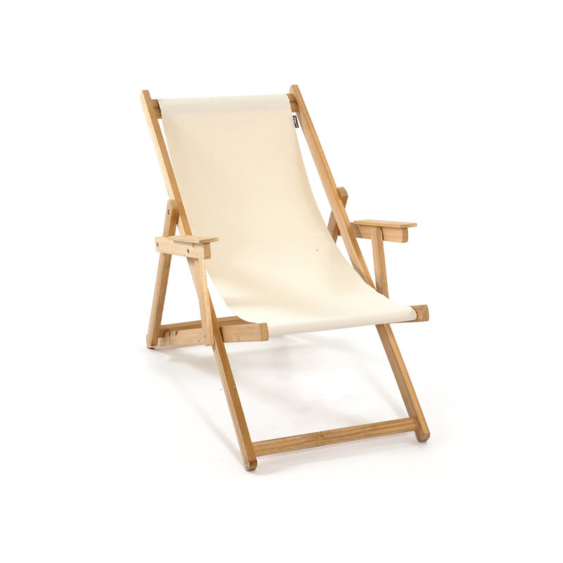 DCB - Chilienne pliante Lona - Bois d'Eucalyptus et Toile coton - Ecru