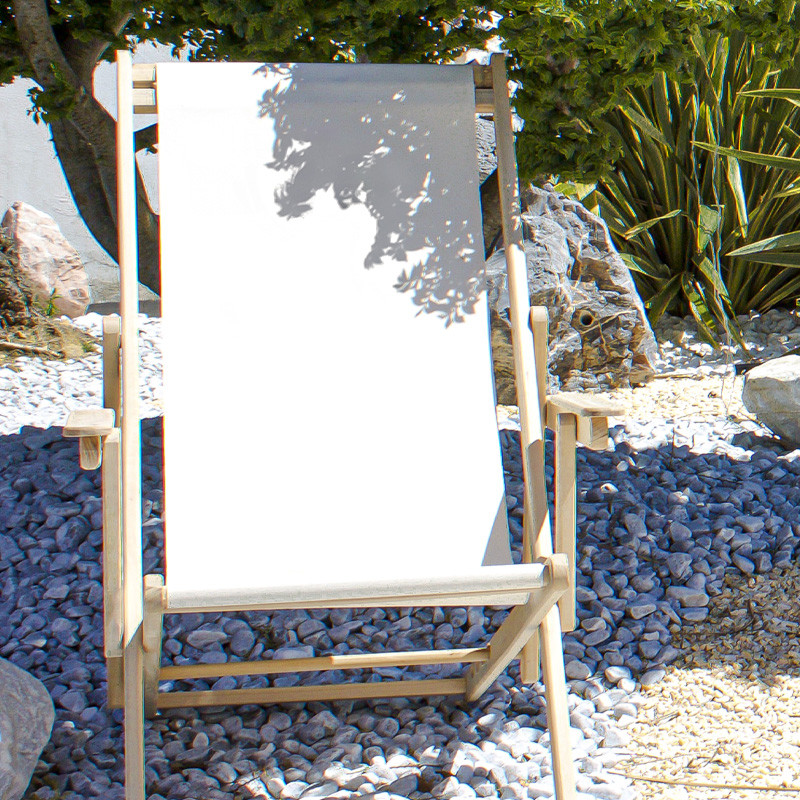 DCB - Chilienne pliante Lona - Bois d'Eucalyptus et Toile coton - Ecru