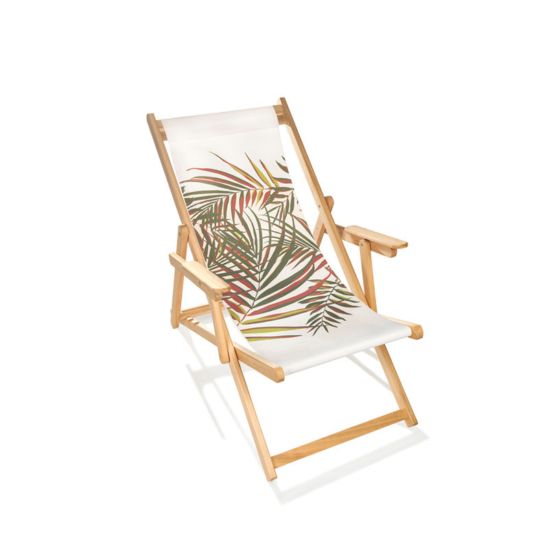 DCB - Chilienne pliante Lona - Bois d'Eucalyptus et Toile coton - Palmier Jungle