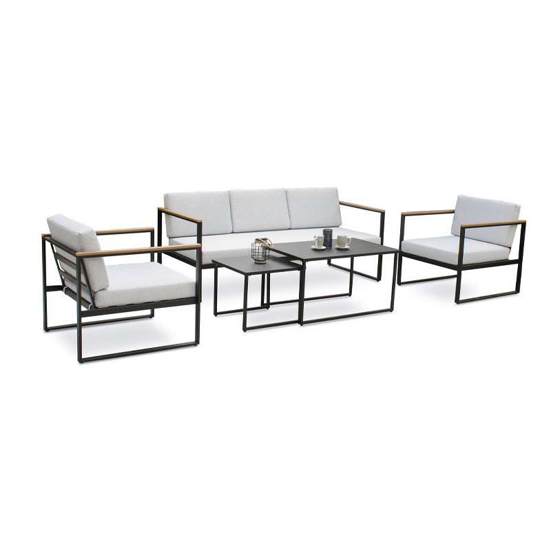 DCB - 5 places - Salon bas de jardin Lucca - Acier - Gris anthracite
