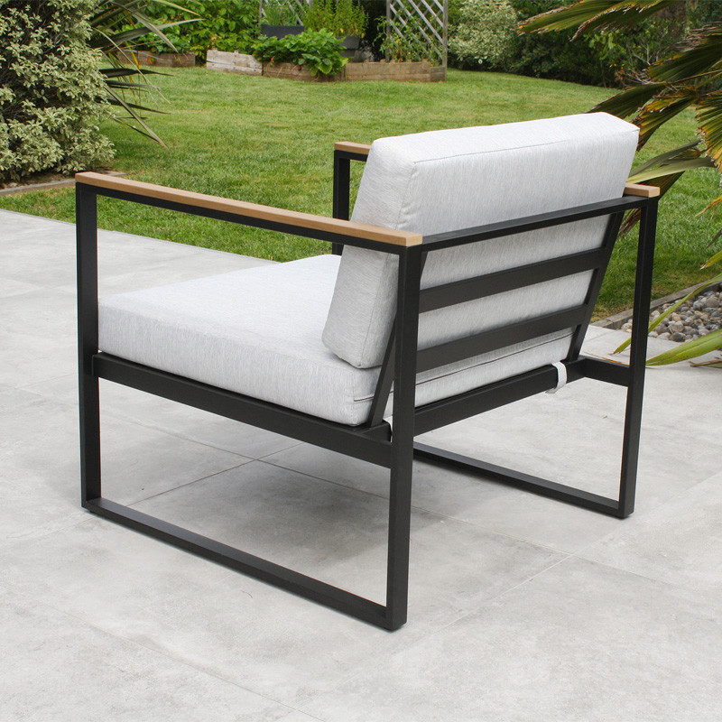 DCB - 5 places - Salon bas de jardin Lucca - Acier - Gris anthracite
