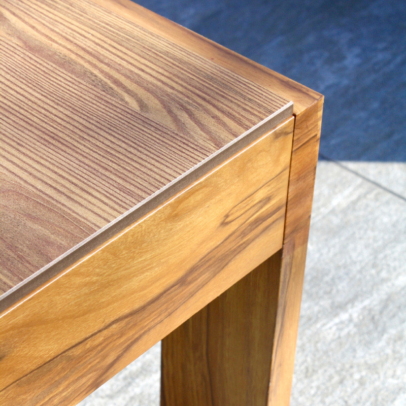 SALON DE JARDIN D'ANGLE MAJORQUE 5 PLACES EN ALU EFFET BOIS - MARRON
