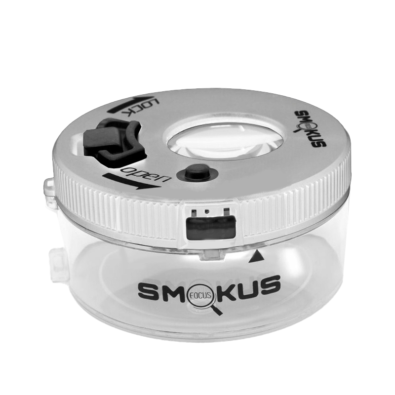 Smokus Focus - Jetpack white - Luftdichter Topf mit Lupe
