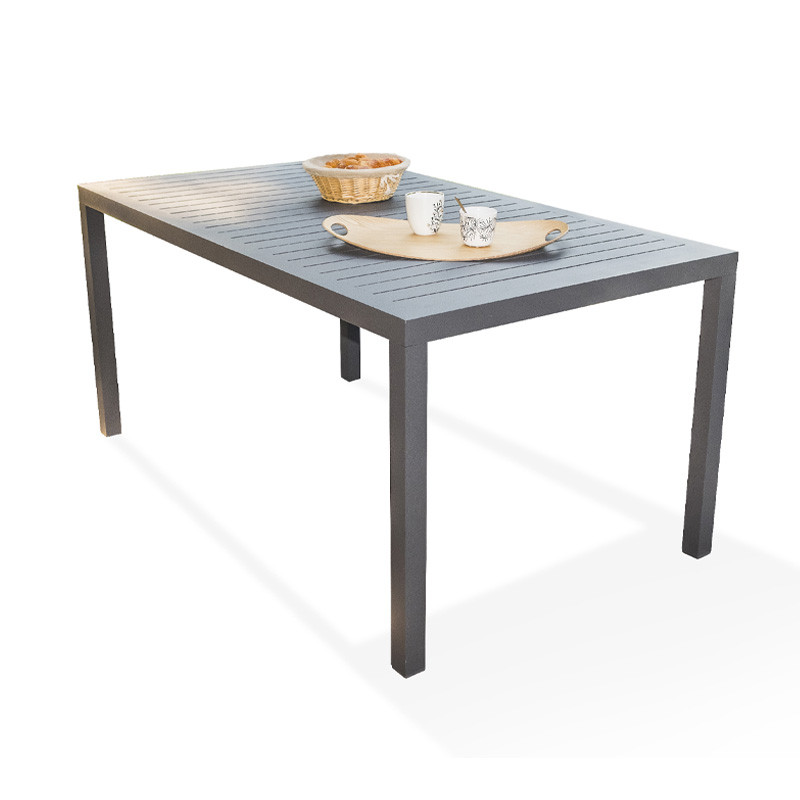 DCB - Table de jardin fixe Miami - 160x90cm - Aluminium - Gris anthracite