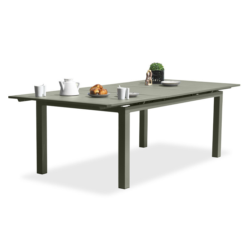 MIAMI GARDEN TABLE (180/240X100CM) IN ALU+AUTO EXTENSION KAKI