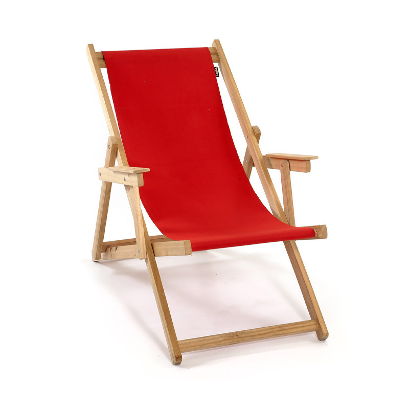 DCB - Chilienne pliante Lona - Bois d'Eucalyptus et Toile coton - Rouge
