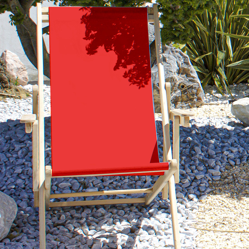 LONA FOLDING CHILIENNE IN EUCALYPTUS WOOD / COTTON CANVAS PLAIN RED