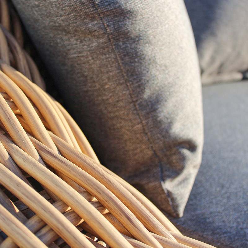 MOOREA LOW GARDEN FURNITURE 5 SEATS IN BRAIDED RESIN - BROWN