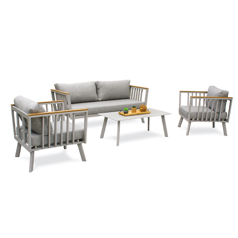 DCB - 5 places - Salon bas de jardin Napoli - Aluminium - Gris
