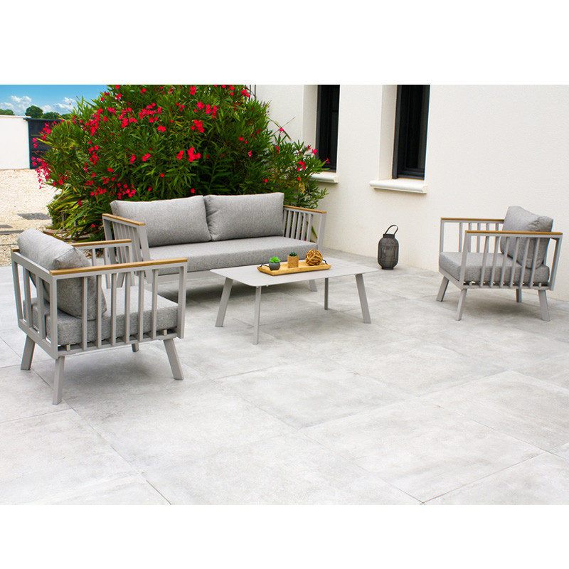 DCB - 5 places - Salon bas de jardin Napoli - Aluminium - Gris