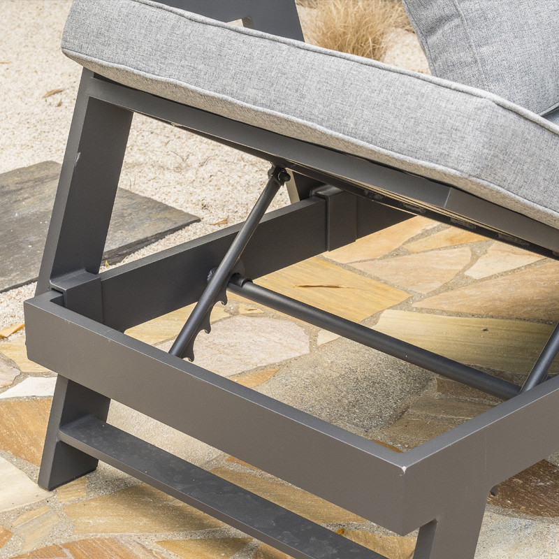 DCB - 5/6 places - Salon de jardin d'angle New York - Aluminium - Gris anthracite