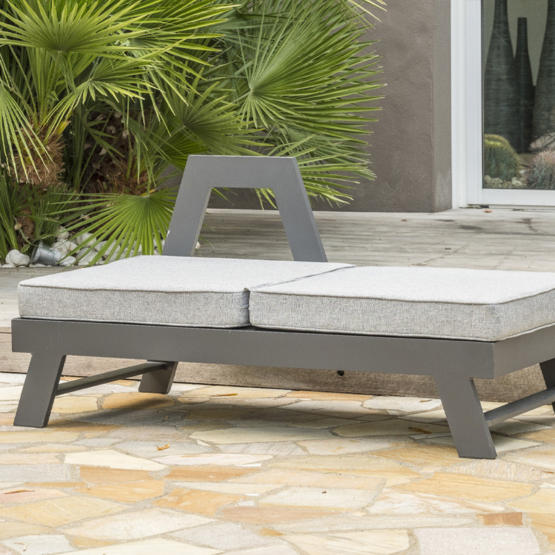 DCB - 5/6 places - Salon de jardin d'angle New York - Aluminium - Gris anthracite