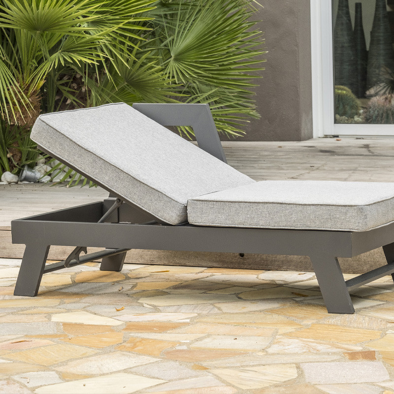 DCB - 5/6 places - Salon de jardin d'angle New York - Aluminium - Gris anthracite