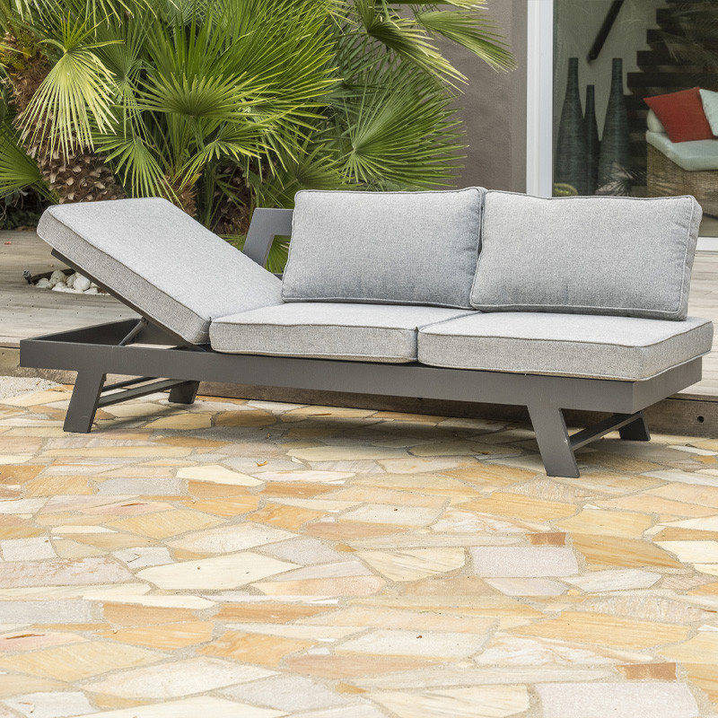 DCB - 5/6 places - Salon de jardin d'angle New York - Aluminium - Gris anthracite