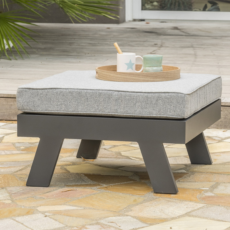 DCB - 5/6 places - Salon de jardin d'angle New York - Aluminium - Gris anthracite