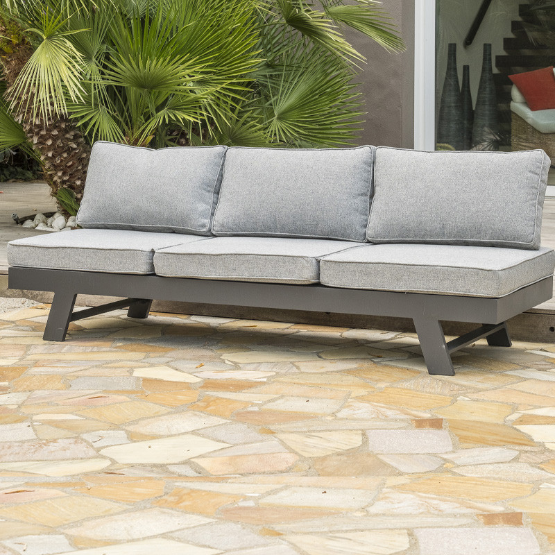 DCB - 5/6 places - Salon de jardin d'angle New York - Aluminium - Gris anthracite