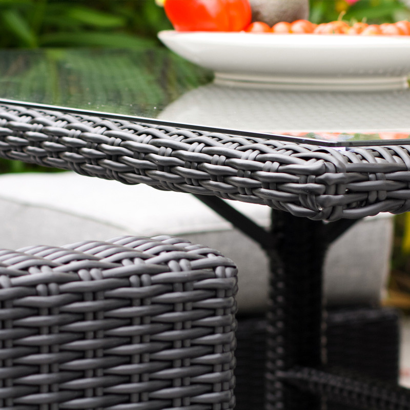 ENS. OCEANE LUNCH GARDEN MEAL 8P BRAIDED RESIN/BLACK GLASS DISH