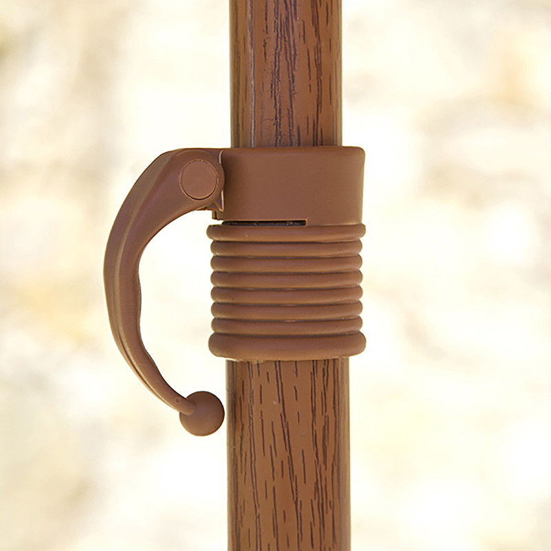 MANILA FRINGED PARASOL (DIAM. 200CM) STEEL BROWN WOOD FINISH