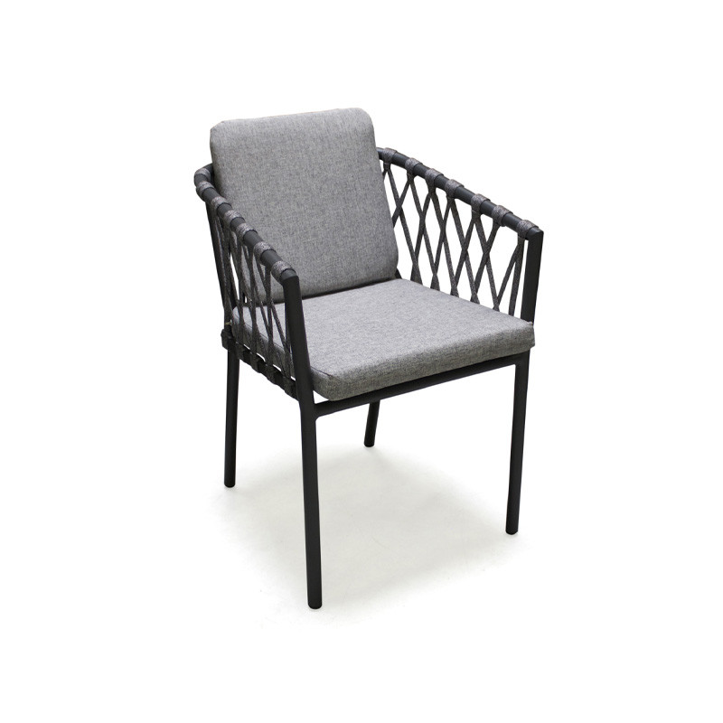 DCB - Fauteuil de jardin Pilat - Aluminium et corde - Gris anthracite