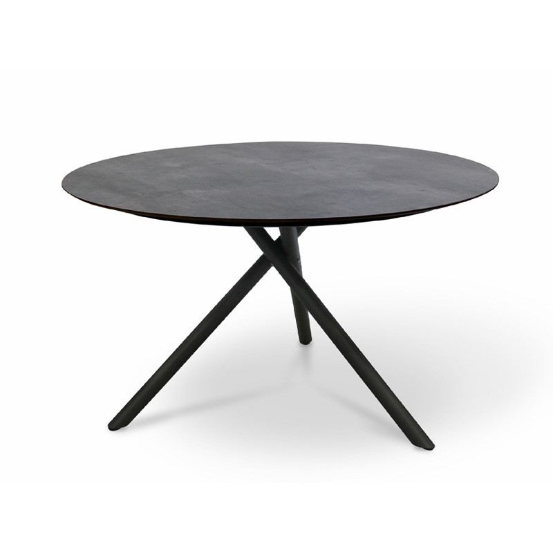 DCB - Table de jardin ronde Pilat - Ø 129cm - Aluminium et Plateau en HPL - Gris anthracite