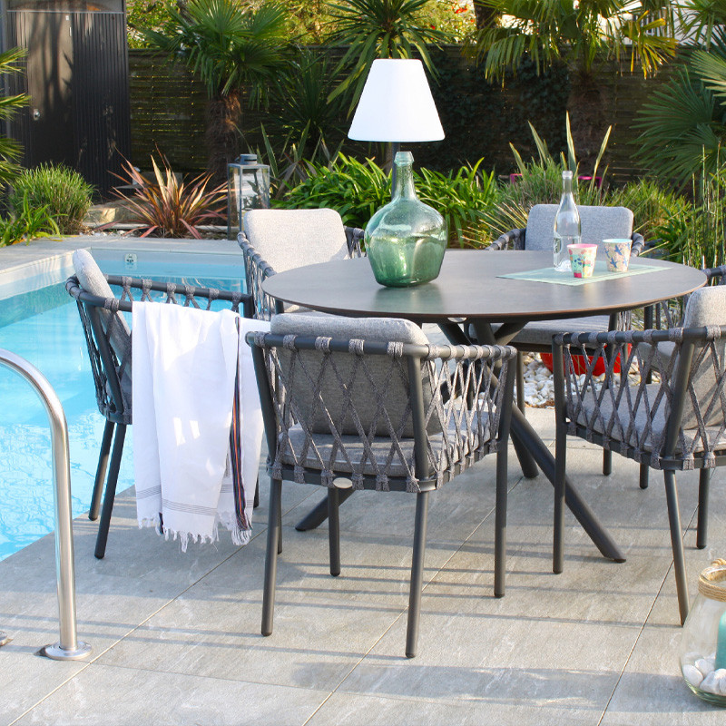 ROUND GARDEN TABLE PILAT DIAM.129CM ALU AND HPL TOP - GREY ANTH