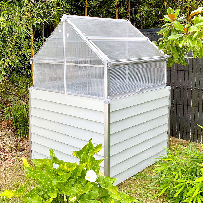 DCB - Mini serre de jardin Double Stretto - 120x120cm - Acier Galvanisé - Blanc
