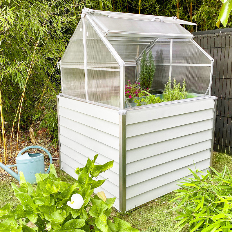 DCB - Mini serre de jardin Double Stretto - 120x120cm - Acier Galvanisé - Blanc