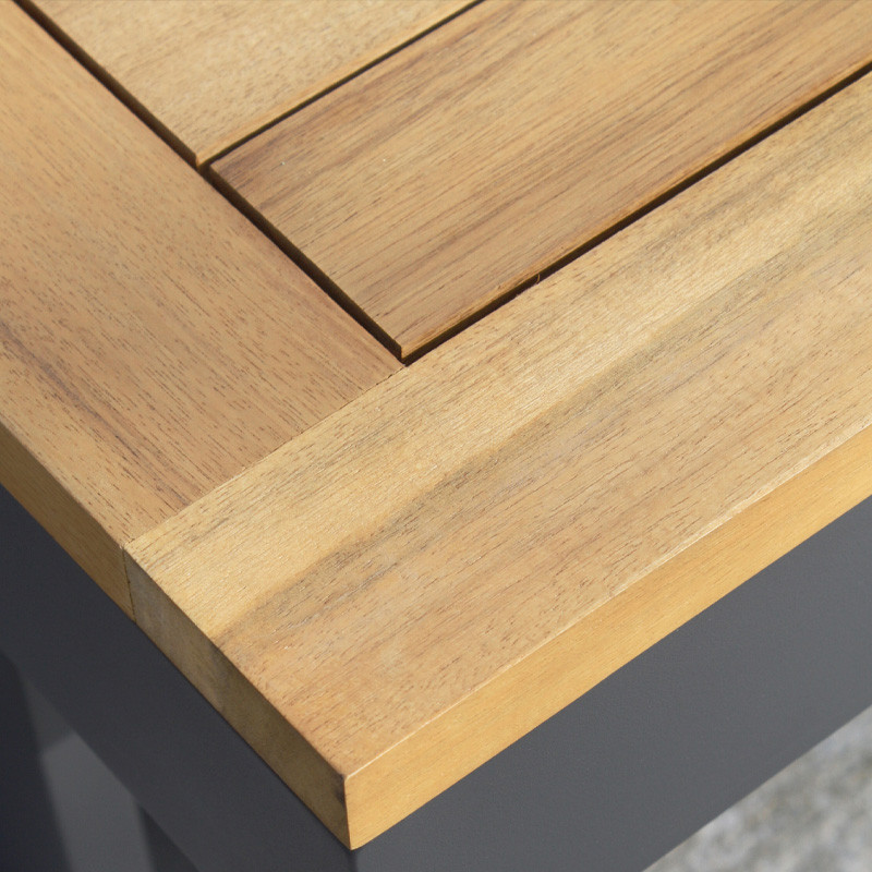 SALON DE JARDIN MODULABLE TOKYO 4P BOIS D'ACACIA/ALU G.ANTH
