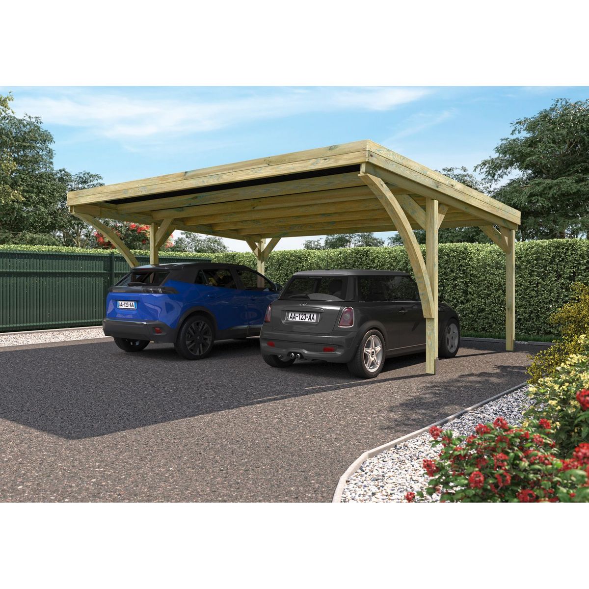 Forest Style - Posto auto coperto Doppio Victor moderno