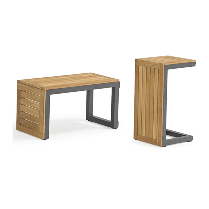 SALON DE JARDIN MODULABLE TOKYO 4P EN BOIS D'ACACIA ET ALU - BLANC