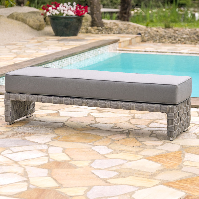 DCB - 3 places - Banc de jardin Tosca + coussin - Résine tressée - Gris