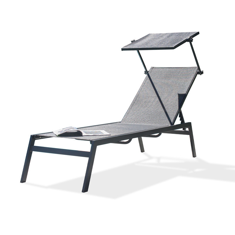BAIN DE SOLEIL TOSCANE EN ALU ET TEXTILÈNE AVEC BRISE SOLEIL  NOIR