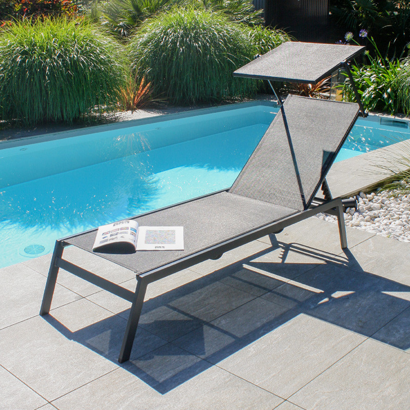 DCB - Bain de soleil Toscane + Brise soleil - Alu et Textilène - Noir