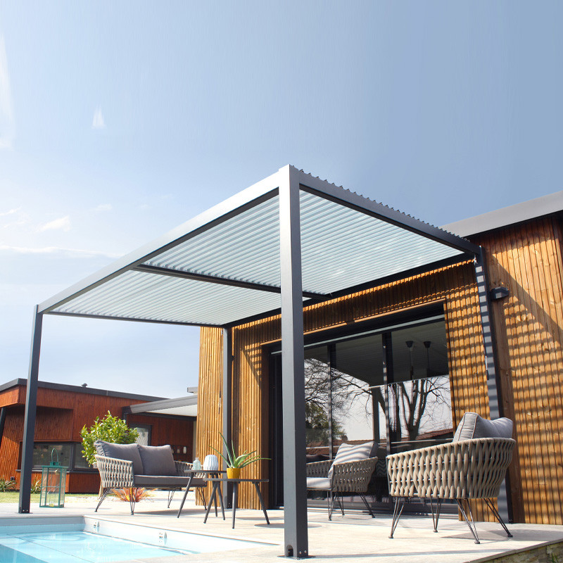 DCB - Pergola Bioclimatique + Lame orientable Tramonto - 400x310cm - Gris anthracite